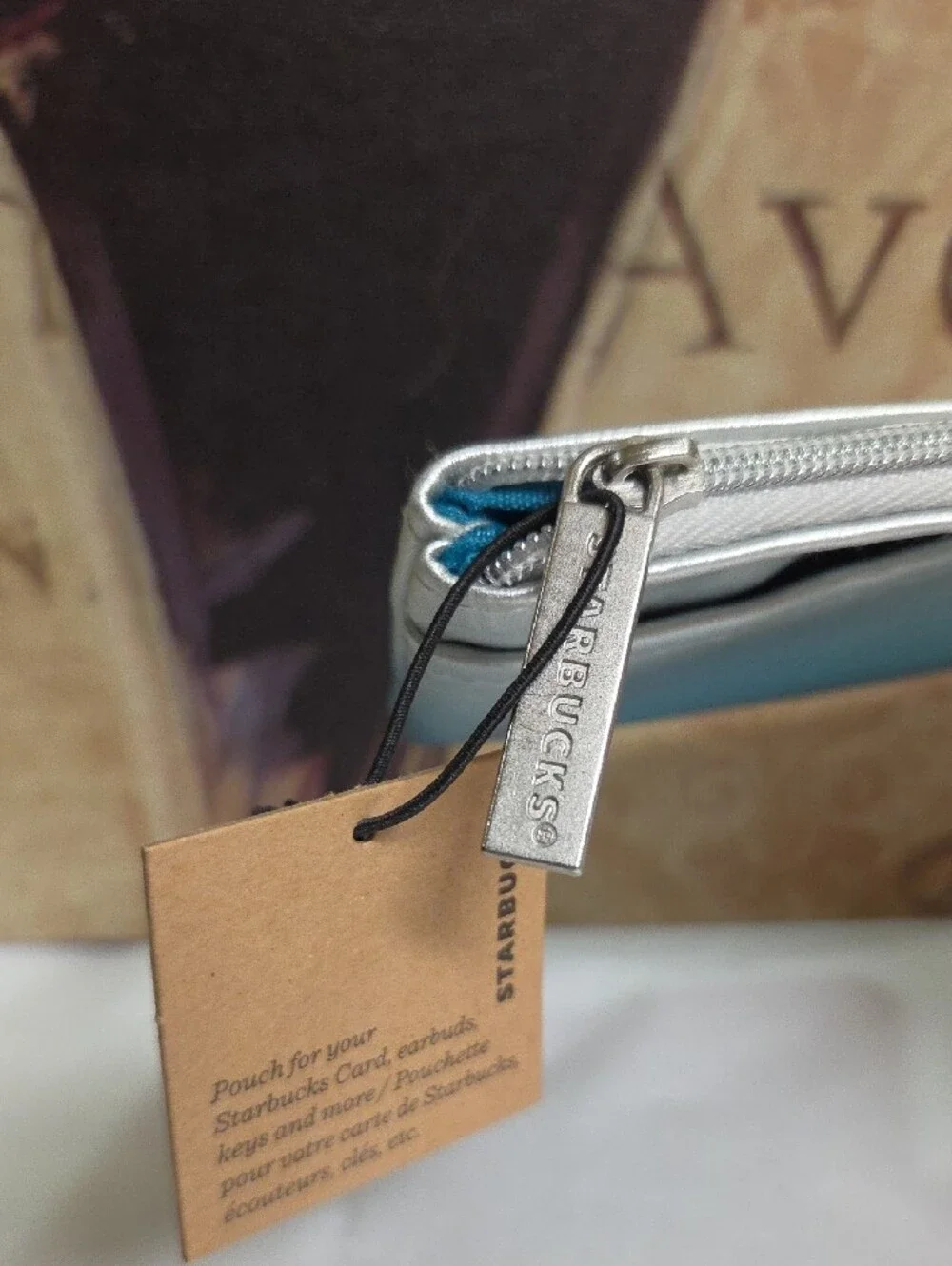Starbucks Silver and Teal Ombre Leather Card Pouch
